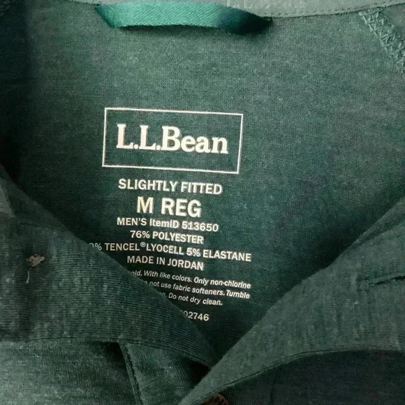 L.L.Bean Teal Slightly Fitted Mens Medium Polo Short Sleeve Shirt - Picture 6 of 10